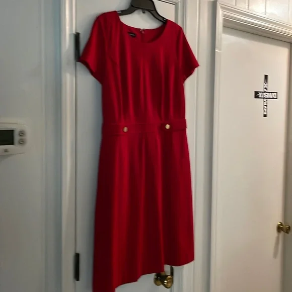 talbots red dress Womens Women Size 8 Bow Detail Ponte Knit A-Line